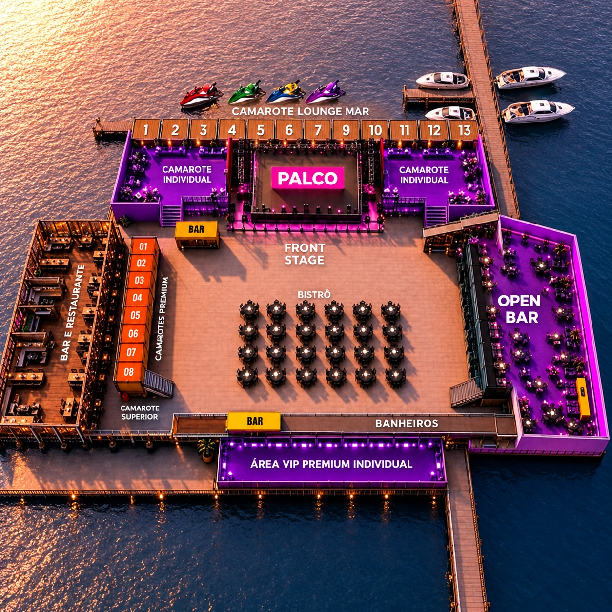 Mapa dos setores do evento
